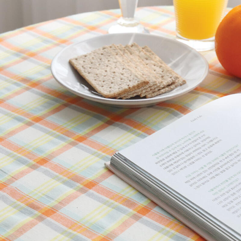 Orange Check Two-Way Tablecloth and Curtain M