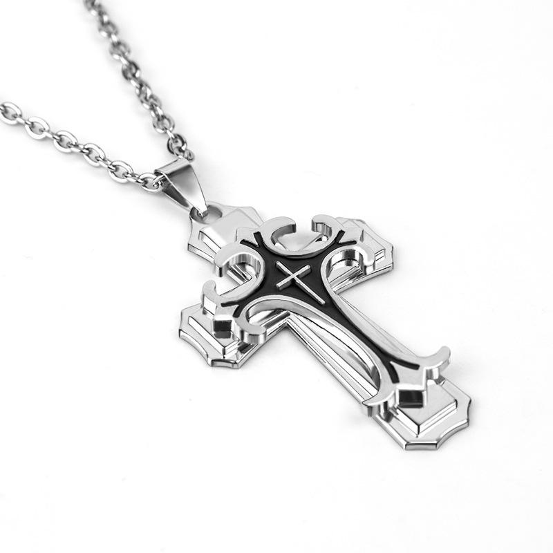 Men's Hot-Selling Three-Layer Cross Pendant Necklace Jewelry