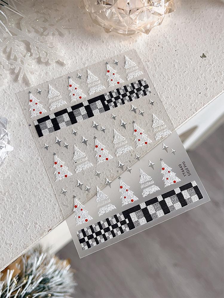 

YITU Светлые Рождественская елка и Четырехконечная звезда Наклейки для ногтей YT4449