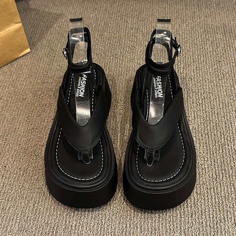 Fashion Comemore Roman Sandals Women Summer 2025 New Flip Flops Thick Bottom Cross Strap Beach Shoes High Heels Heightening Sandales