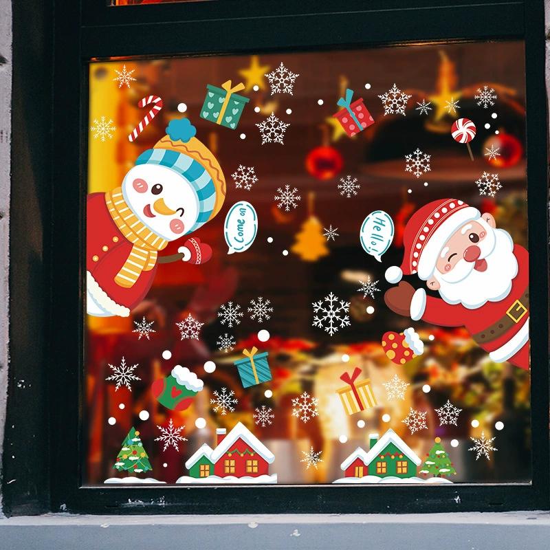 Static UV Merry Christmas Decoration Glass Window Door Wall Sticker Living Room Decoration Wall Stickers