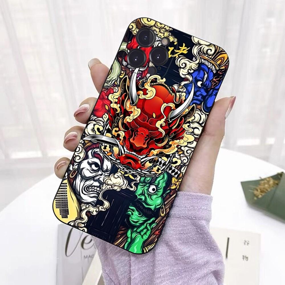 Samurai Oni Mask Phone Case For IPhone 16 15 14 11 12 13 Mini Pro XS Max Cover 6 7 8 Plus X Funda Shell