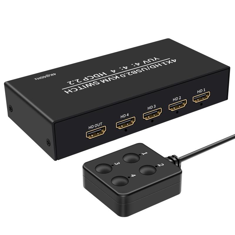 4x1 4K HDMI KVM Switch: High-Definition Screen Sharing for USB Keyboard, Mouse, Monitor (YUV4:4:4)