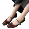 2025 Autumn New Retro Square Head Woven Light Mouth Single Shoes with Medium Heel Thick Heel Mary Jane Shoes Fashion Shoes Women