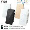 WiFi Tuya RF for Lights Australia US BR IL Alexa 220V 1 2 3 4 Gang Smart Remote Control Touch Light Switch Neutral + Live Wire
