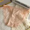 Ladies Summer Sweet Sexy Lace Mesh Binding Bow Antibacterial Crotch No Mark High Cross Triangle Briefs