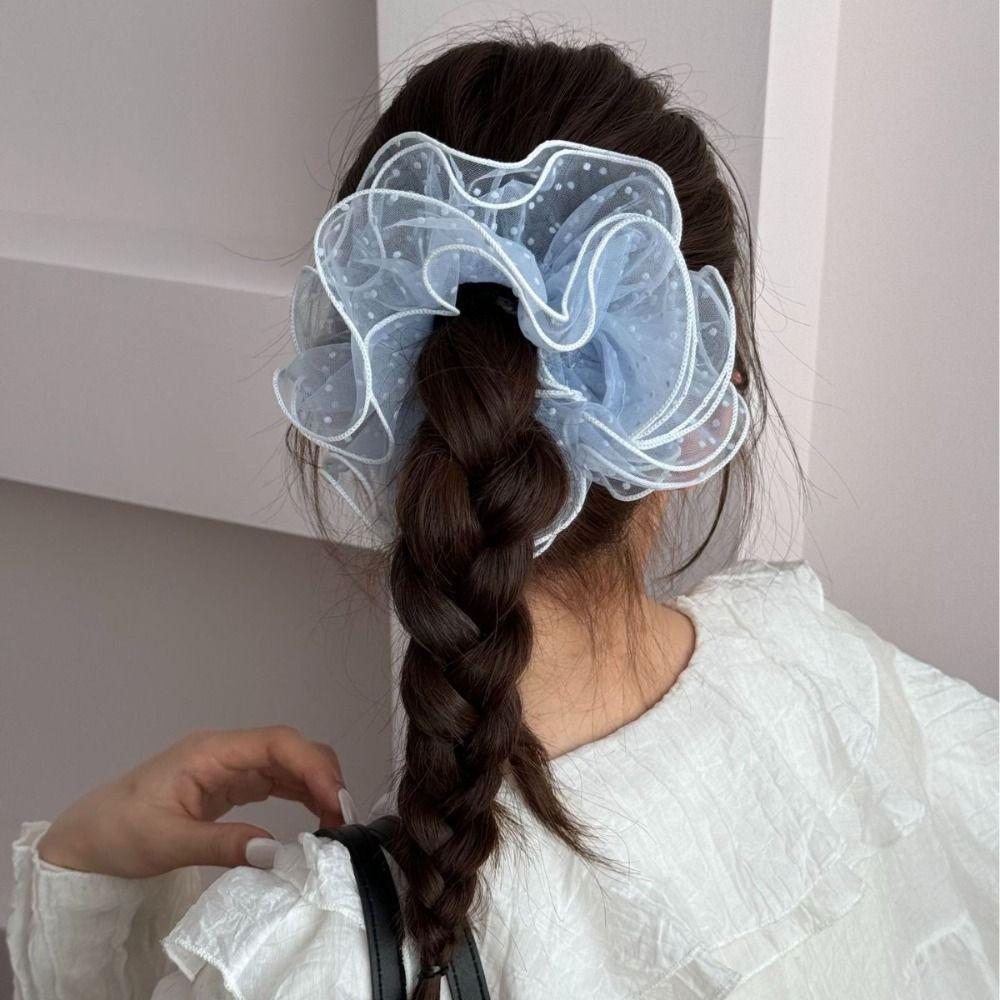 Lace Organza Scrunchies Chiffon Dot Hair Ropes Korean Pleated Scrunchies  Girls
