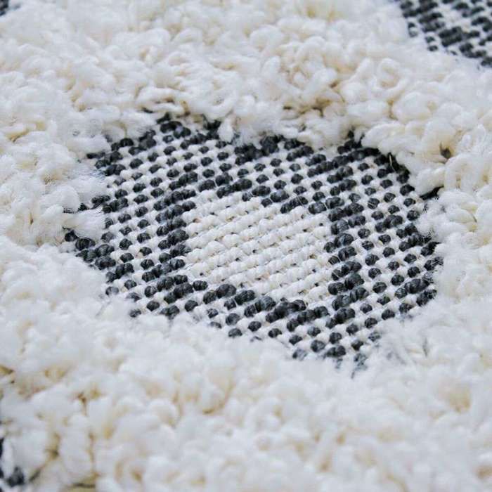 Tapis salon à reliefs losanges crème 160x230