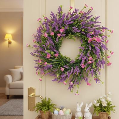 Coroană Florală Artificială, Și Coroană de Lavandă Violetă, Decorațiune de Primăvară