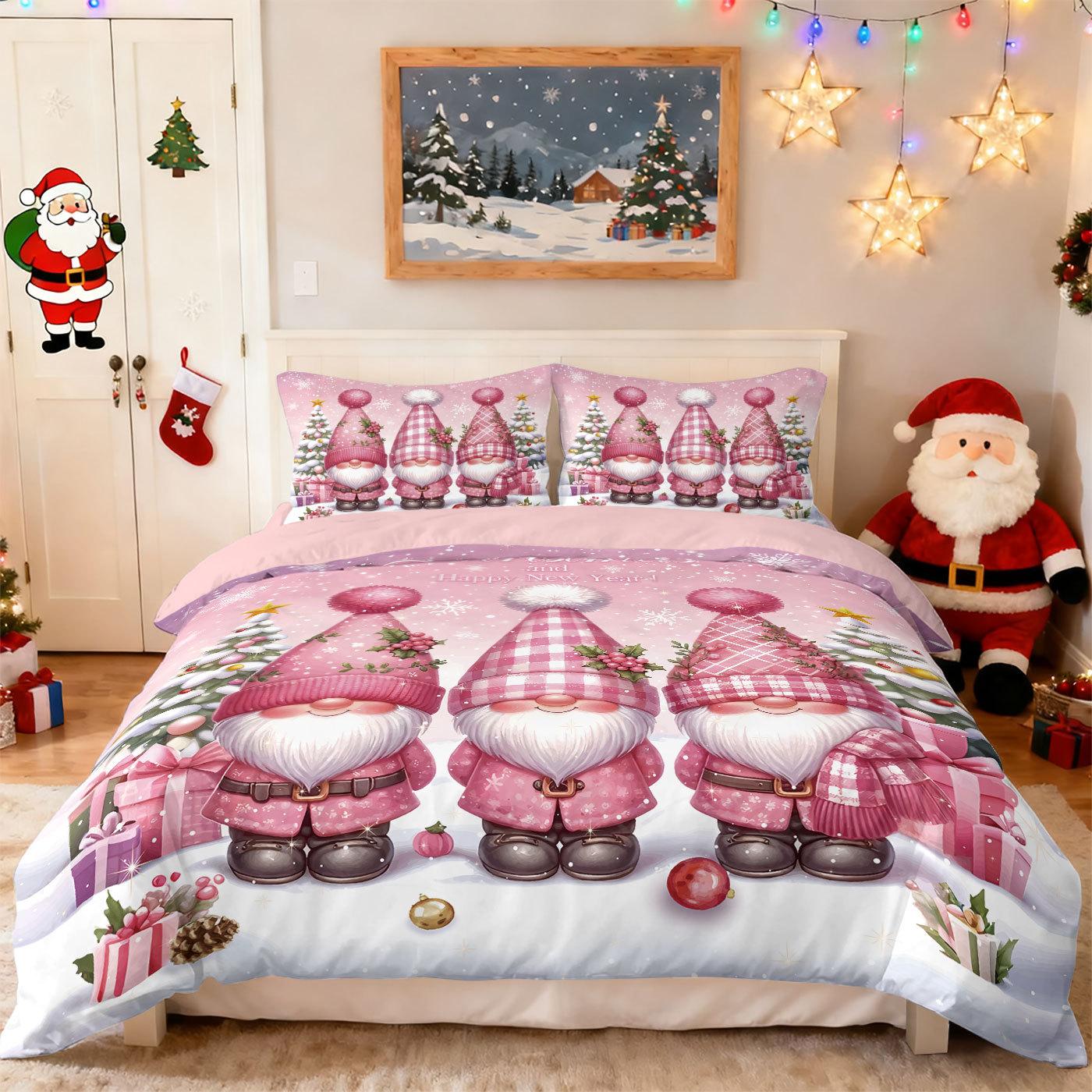 

Comforter Valentine S Day Dwarf Print 3Pcs Queen King Size Bedding Set Romantic Bed Comforter (quilt)-EU Single(135*200cm)3pcs