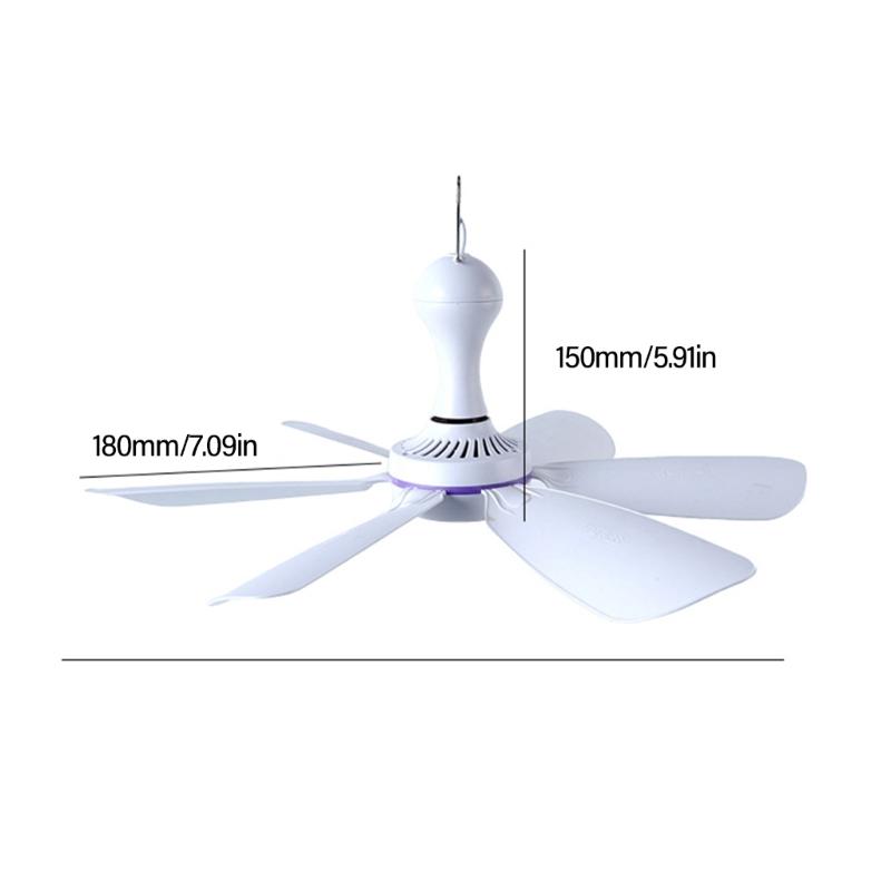 Ventilatore USB da Appendere DC5V1A 5W Efficiente e Silenzioso Motore Brushless per Campeggio Camera da Letto Ufficio Scrivania e Tenda da Viaggio