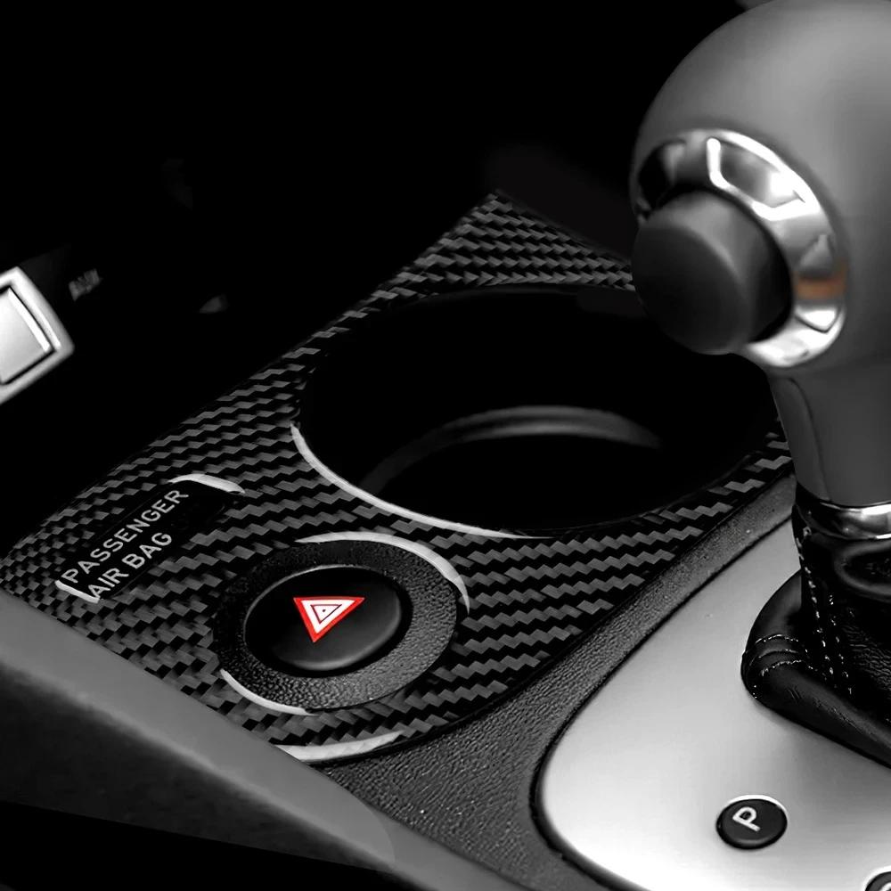 Sdbn7 Real Soft Carbon Fiber Car Cup Holder Panel Sticker Accessories For SEAT Leon MK2 1P 2005 2006 2007 2008 2009 2010 2011 2012
