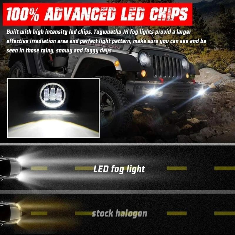 Fog Light LED Angel Eyes 4 Inch Work Light Headlight White DRL Amber Fog Lights LED Headligh For Off-Road Jeep Fog Lights,2pcs.