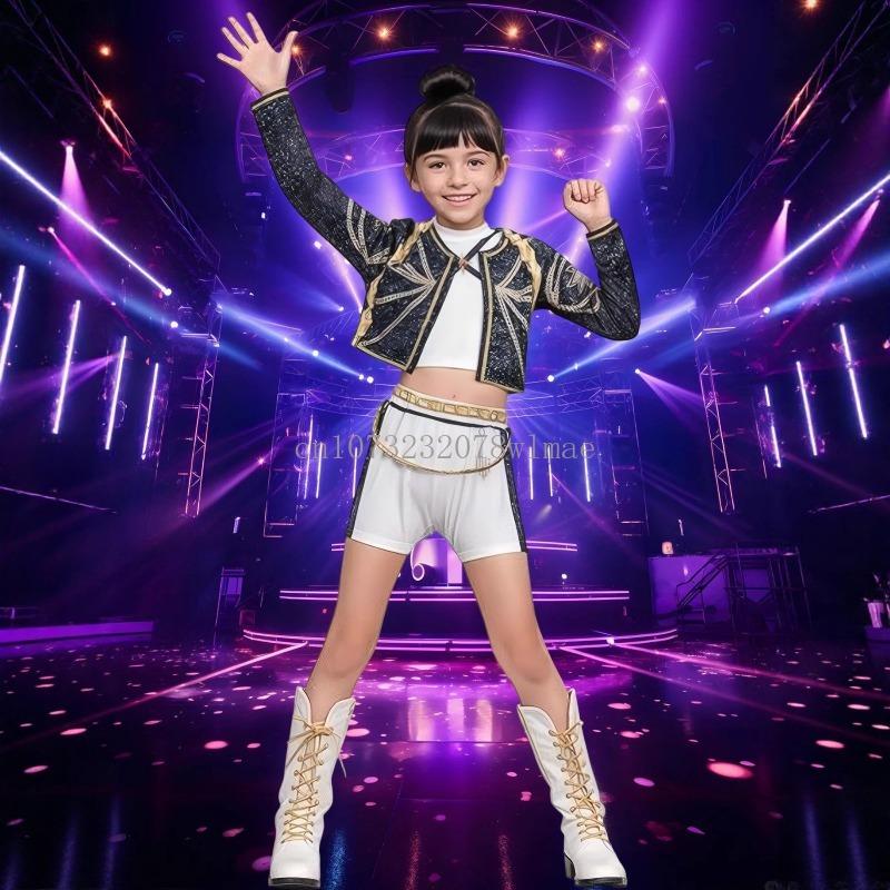 K-Pop Demon Hunters Zoey Rumi Mira Set Costume Huntrix Auriu Cosplay Fete Imprimeu 3D Haine de Scenă Uniformă Ținute pentru Joc de Rol