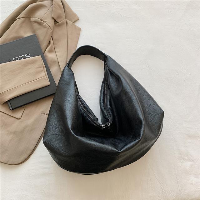 Big Black Shoulder Bags For Women Large Hobo Shopper Bag Solid Color Quality Soft Leather Crossbody Handbag Lady Travel Tote Bag