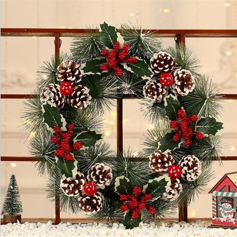 Christmas Pine Cone Wreath Holiday Door Hanging Decor Hotel Mall