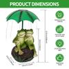Solar Garden Statue Decor Frog Couple with LED Light and Umbrella Outdoor Garden Frog Statue for Patio Balcony Housewarming