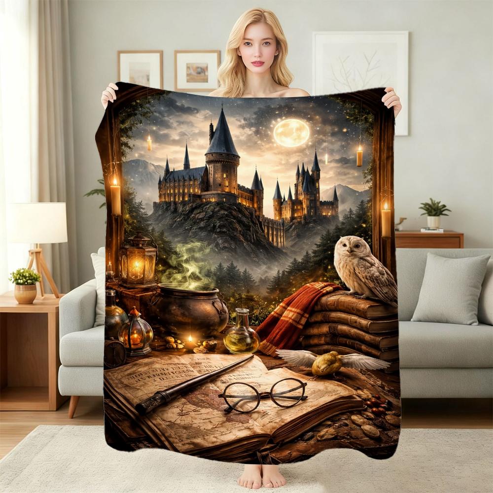 Harry Potter Magical Adventures Flannel Printed Blanket Thick Warm Throw Blanket For Living Room Gaming Room Home Party Decor Holiday Gift