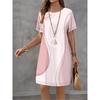 Women Dress Stripe Gradient Printing Design Sense Pattern New Summer Elegant A-Line Short Sleeve Dress Casual Mini Dress