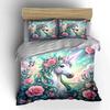 Unicorn with Flowers and Butterflies Bedding Duvet Cover Set  (1*Duvet Cover 2*Pillowcases, without duvet insert)