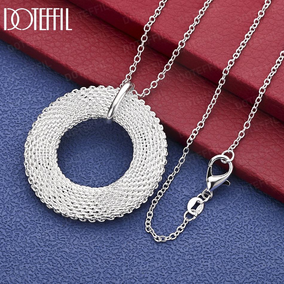 925 Sterling Silver Braided Circle Necklace Wedding Jewelry 45CM