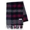 MICHIKO LONDON Brand Wool Scarf, Unisex, Warm Winter Muffler, Block Check (Pattern D Wine/Gray)