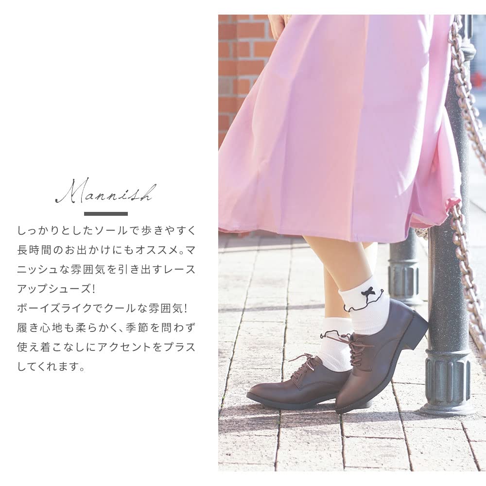 Patent Leather Oxford Handsome M [ArchContact] Women's Lace-Up Shoes, Shoes, Casual, Cute, Black, Smooth,