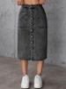 Women's High Rise Pencil Denim Skirt Slim Midi Skirt Streetwear Spring Sexy Hot Girl Button Front Split Hem Solid Color Bodycon Bottoms