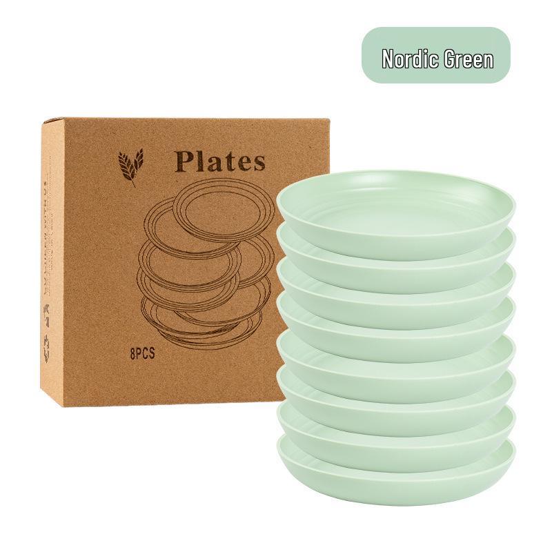 Cross-border Plastic Tableware Set: Plates, Bowls, Cups, Vomit Bowls, 24-Piece for Home Use.