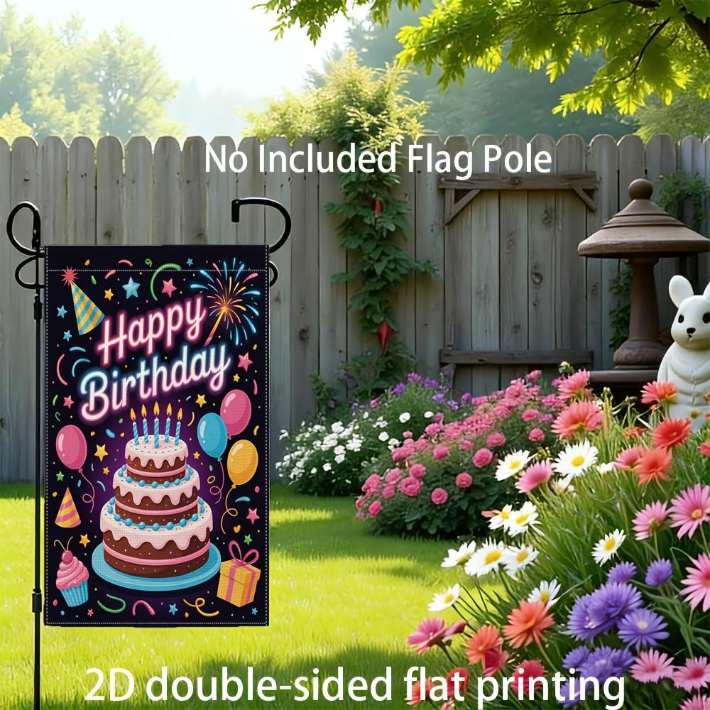 1pc Happy Birthday Cake Garden Flag - Double-Sided, 30.48x45.72 cm, Outdoor Courtyard Decor