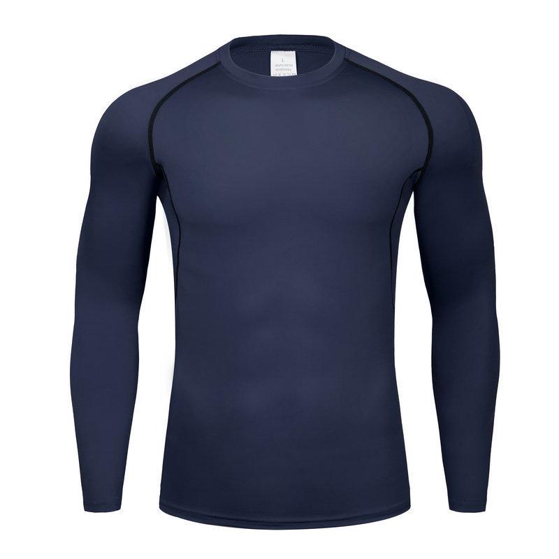 Solid Color Long Sleeve Quick-Dry Athletic Base Layer - Breathable, Elastic, Sweat-Wicking for Running, Basketball, and Football.