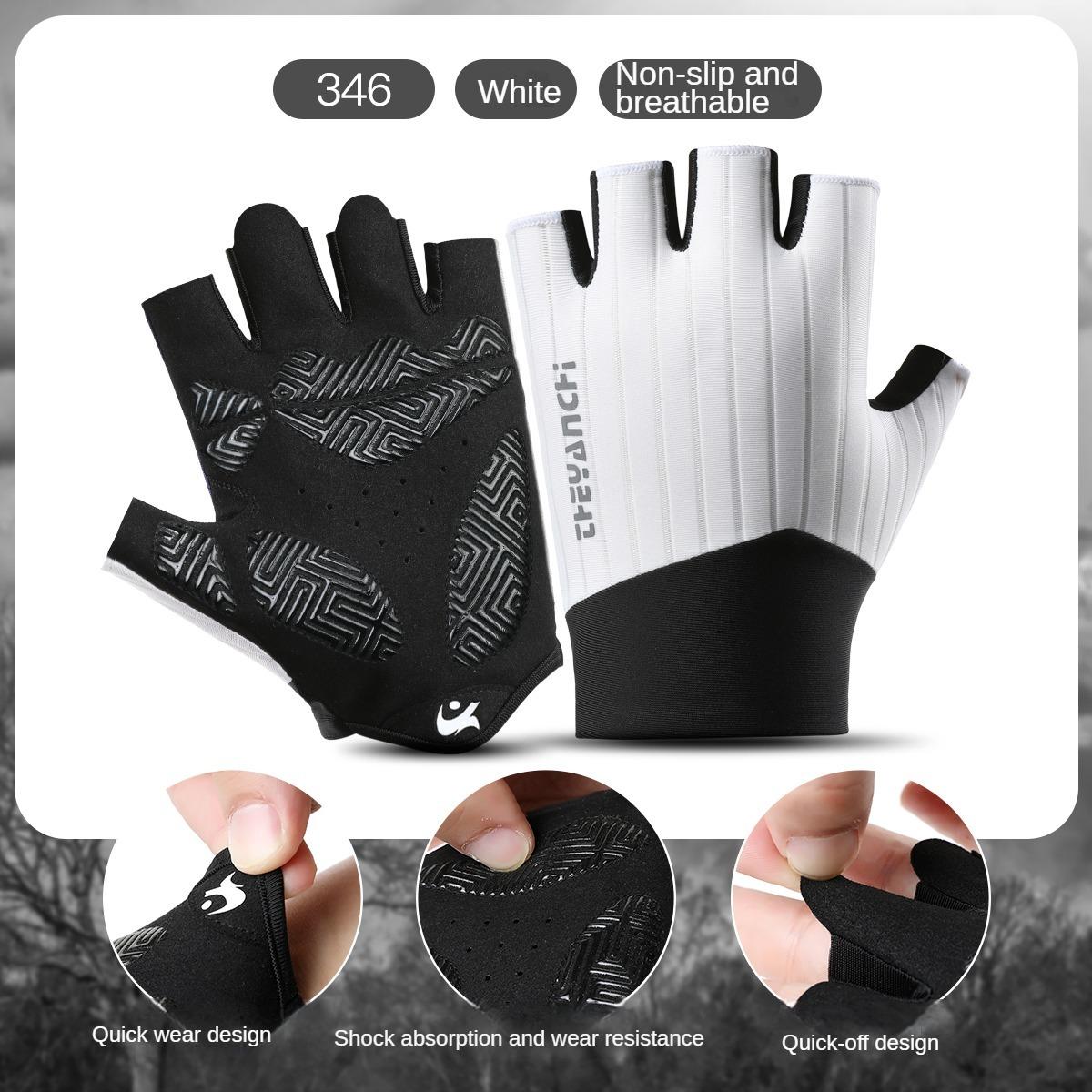 

Breathable Anti-Slip Cycling Fingerless Gloves For Men Plus Women Pro Gym Workout Half Finger Summer Fishing Bike XL