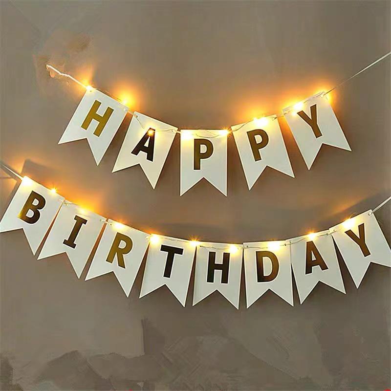 Happy Birthday Fishtail Flag Banner with Hot Stamping for Party Decoration