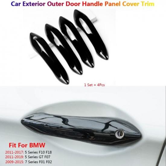 4x Black For BMW 5 7 Series F10 F11 F07 F01 F02 External Door Handle Panel Cover