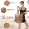 Mesh beach bag, women's shoulder tote bag, large capacity foldable mesh swim bag with pocket.-zmt