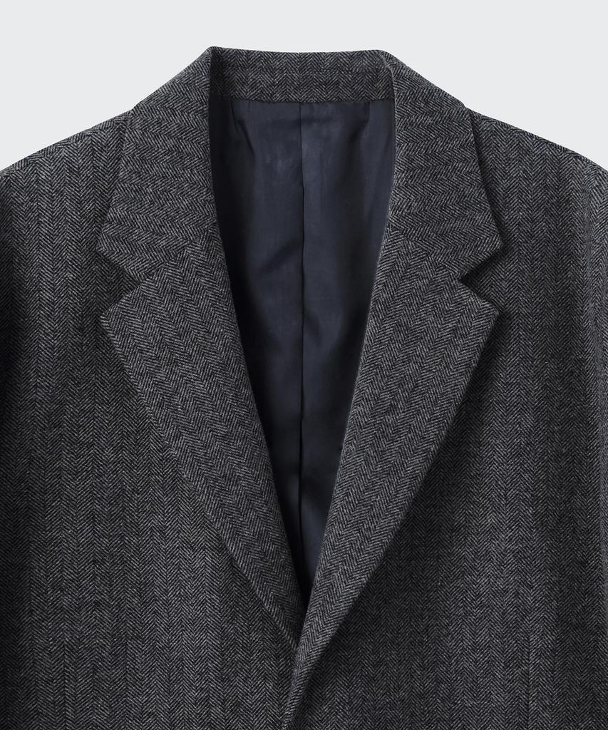 Musinsa Standard Wool Blend Herringbone Relaxed Blazer [Dark Grey]