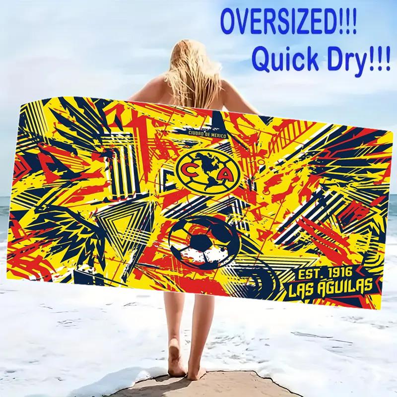 Club América Logo Print Beach Towel, Large Soft Quick Dry Towel for Beach Camping Swimming