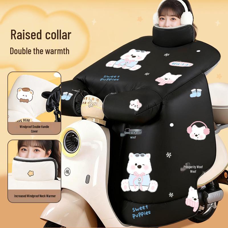 Universal All-Season Windproof Electric Vehicle Windshield with Thick Winter Fleece