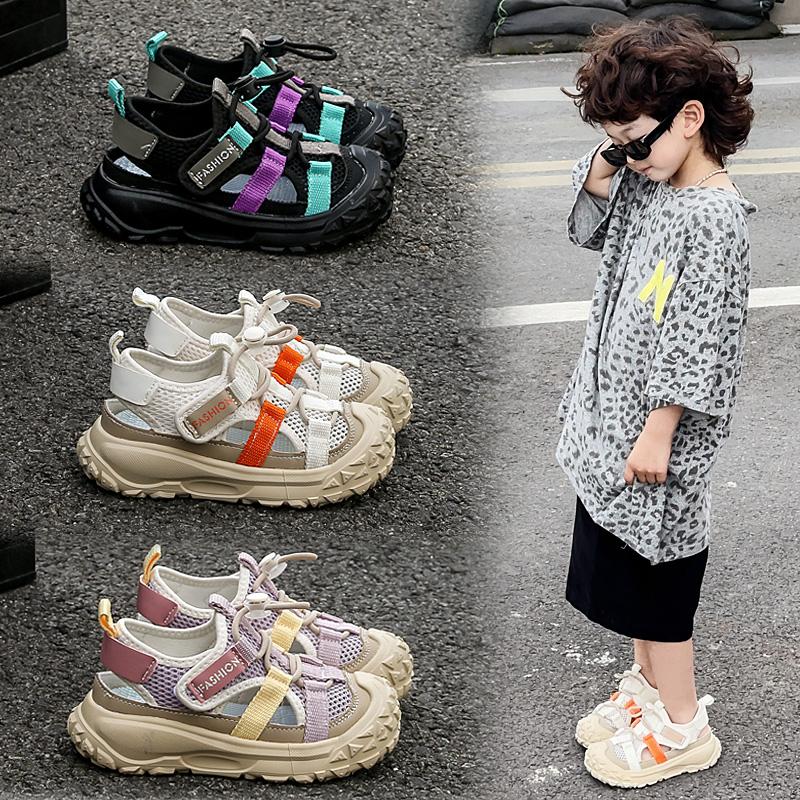 Children's Baotou Sandals Summer New Style Boys' Hollow Durian Bottom Girls' Sports and Leisure Breathable Beach Shoes