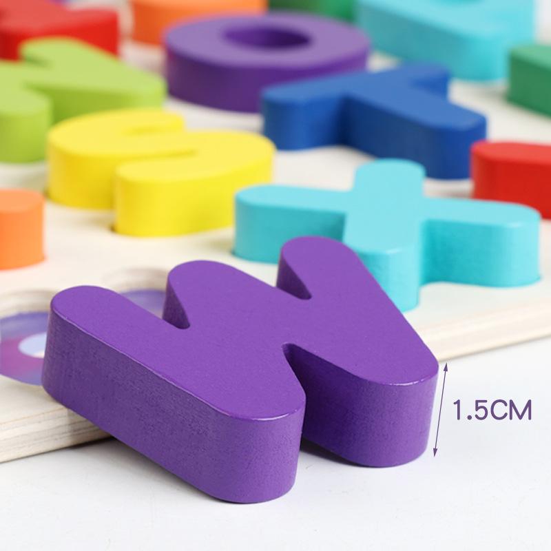 Verdicktes Holz-Buchstaben- und Zahlen-Erkennungs-Puzzle für Kinder