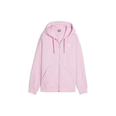 Hooded Solid Color Small Logo Zipper Design Drop Shoulder Long Sleeve Jacket Women Jackets Pink 682154-60