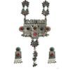 Indien Silber oxidierte Tribal Tibetisch Afghani Bohemian Choker Halskette mit Tropfen mit Emaille Minakari für Frauen und Mädchen