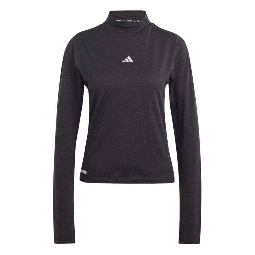 

Adidas Solid Color Round Neck Long Sleeve Fitness Shirt Women tops Black IB6379 M