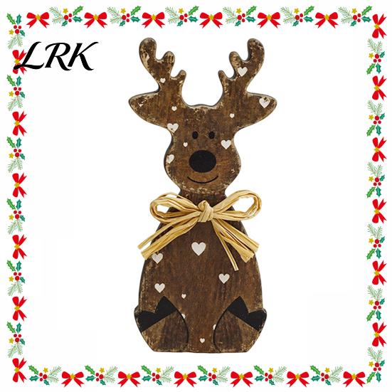 Rustic Style Table Centerpieces Wooden Elk Figurine, Ornament, Vintage Animal Desktop Decoration, 2D Flat Decorations Wall Hanging Ornament with Hemp