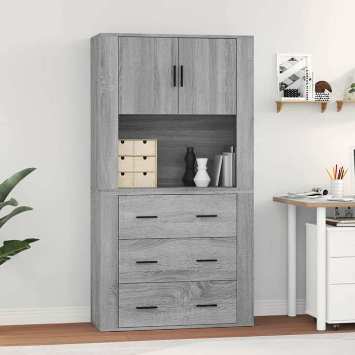 Buffet haut - Maison Exclusive - Sonoma gris - Bois d'ingénierie durable - Fixation murale