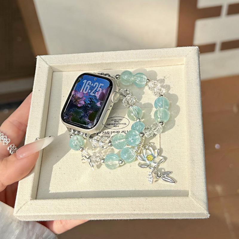 Glazed Lotus Beaded Strap for Xiaomi 10 Smart Band, Huawei GT6, and Apple iWatch 11