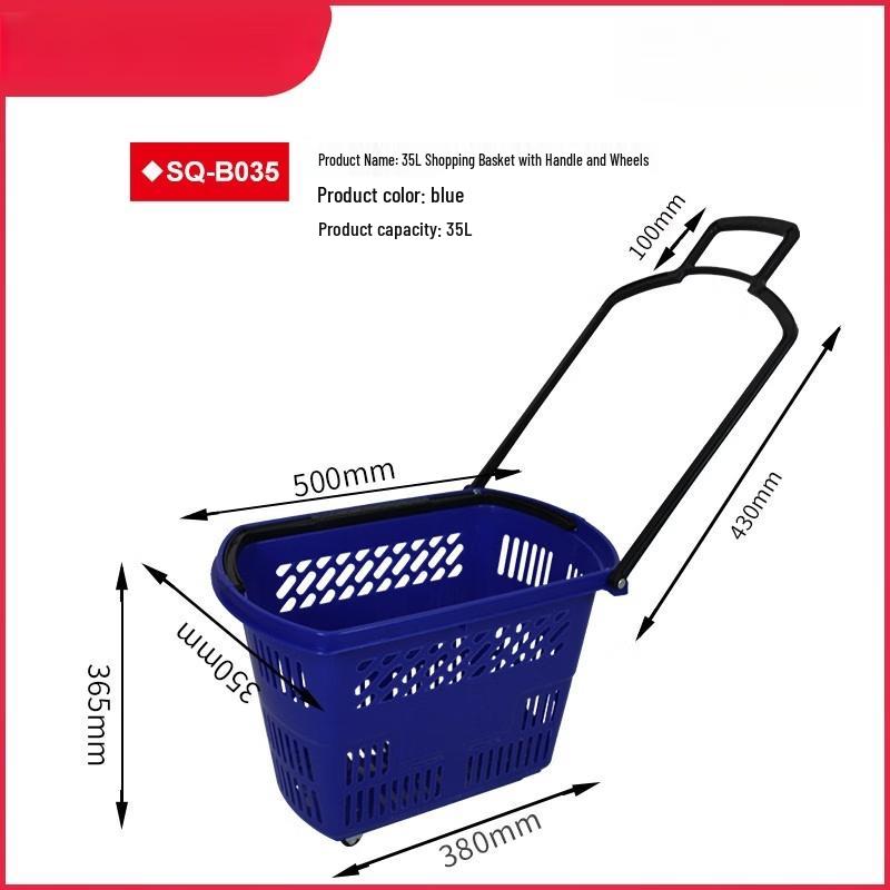 Jun Ding Ying 35L Deluxe Rolling Shopping Basket