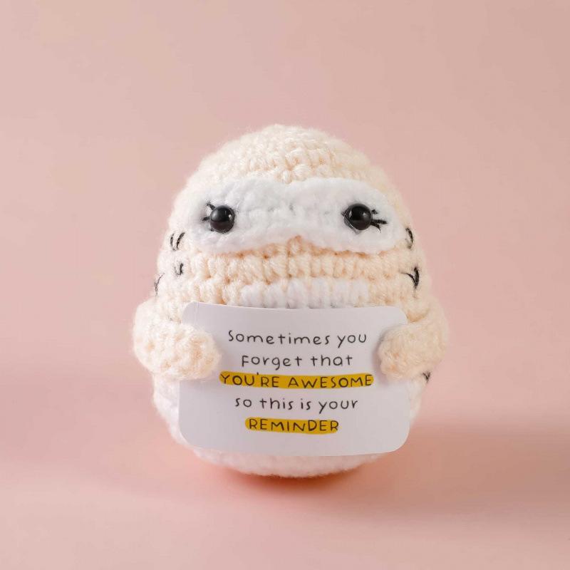 Funny Crochet Positive Inspirational Emotional Support Cat Doll Home Room Decoration Handmade Knitted Cat Desktop Ornament Gift