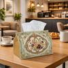 1pc Victorian Floral Scroll Tissue Box - Beige Ornate Napkin Holder, Suitable for Rolls/Facial Tissues/Single Sheets, Two Sizes Available for Home/Car