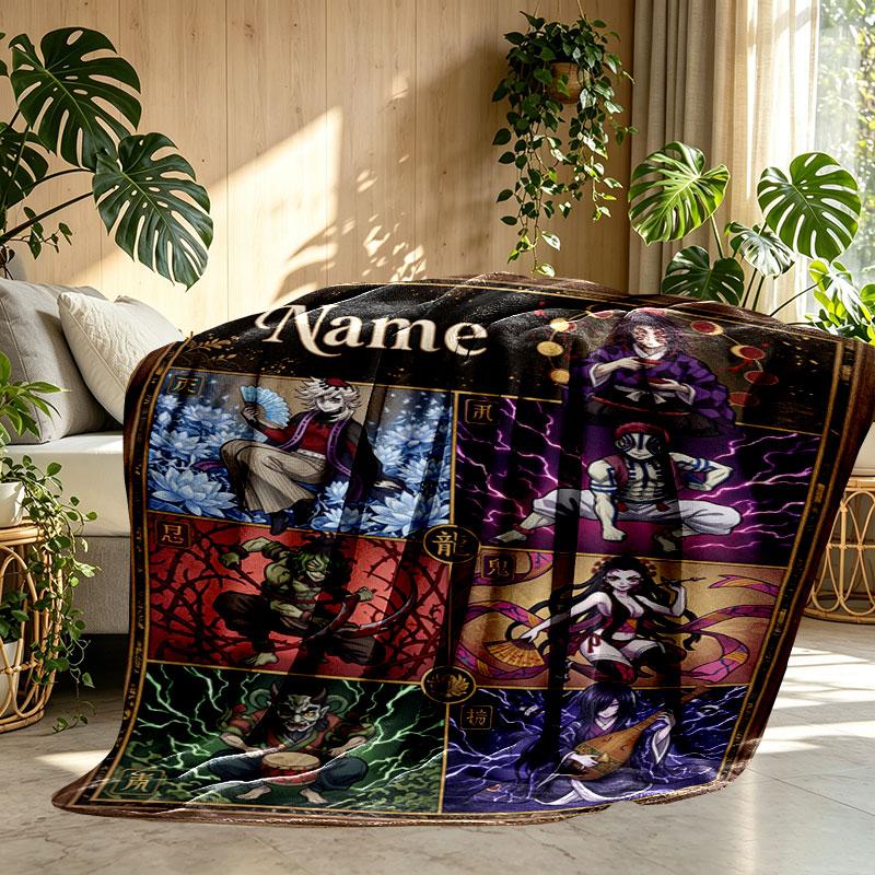 Individuelle Personalisierte Demon Slayer Druckdecke, Heimdekoration, Schlafzimmer, Sofa, Camping, Couch, Geschenke für Geburtstag Weihnachten